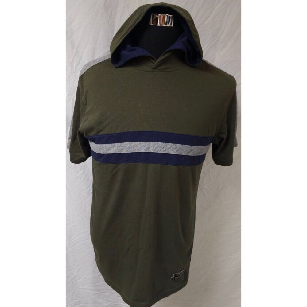 Vtg Lee Pipes Youth XL 18-20 Green Grey Blue Short Sleeve Y2K Skater Hoodie